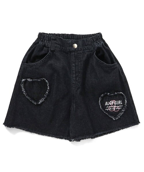 パンツ andwang damaged heart key denim Black セール】ハートクラッシュデニムショーパン（デニムパンツ）｜algy