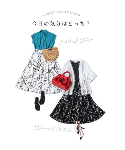 Sawa a la mode(サワアラモード)の「花柄フレアスカート(スカート・レディース・ブラック/オフホワイト・FREE)」の20枚目の写真