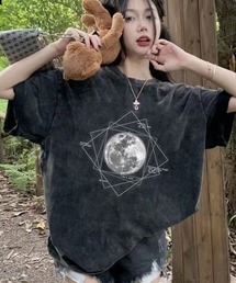 ヴィンテージライクグラフィックTシャツ / オーバーサイズ 半袖 ピグメント風 韓国ストリート
