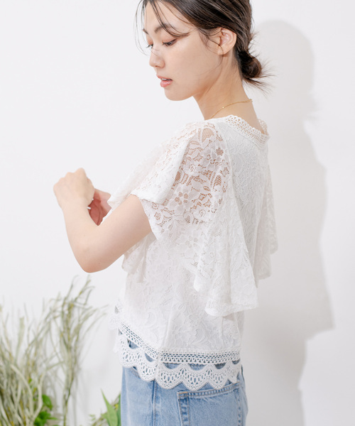 Jayro(ジャイロ)の「Vネックレースブラウス(シャツ/ブラウス・レディース・ホワイト系その他/サックスブルー/ブラック・M)」の19枚目の写真