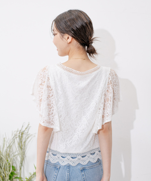 Jayro(ジャイロ)の「Vネックレースブラウス(シャツ/ブラウス・レディース・ホワイト系その他/サックスブルー/ブラック・M)」の18枚目の写真