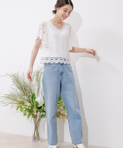 Jayro(ジャイロ)の「Vネックレースブラウス(シャツ/ブラウス・レディース・ホワイト系その他/サックスブルー/ブラック・M)」の16枚目の写真