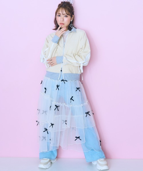 marun（マルン）の「＜大きいサイズ＞ リボンデザインチュールイレヘムスカート marun（スカート・レディース・アイボリー/ブラック・LL/3L/4L/5L/L）」の8枚目の写真