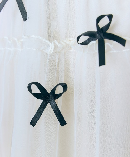 marun（マルン）の「＜大きいサイズ＞ リボンデザインチュールイレヘムスカート marun（スカート・レディース・アイボリー/ブラック・LL/3L/4L/5L/L）」の13枚目の写真
