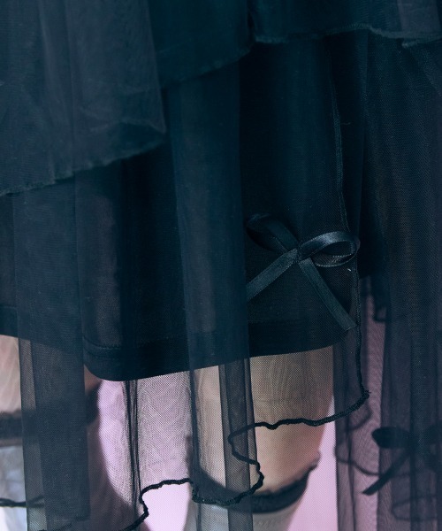 marun（マルン）の「＜大きいサイズ＞ リボンデザインチュールイレヘムスカート marun（スカート・レディース・アイボリー/ブラック・LL/3L/4L/5L/L）」の17枚目の写真