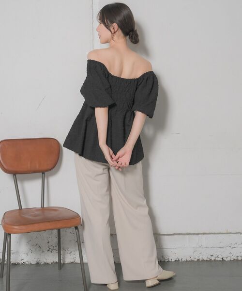 RETRO GIRL(レトロガール)の「ポコポコ2wayペプラムBL(シャツ/ブラウス・レディース・イエロー/ナチュラル/ブラック・FREE)」の21枚目の写真
