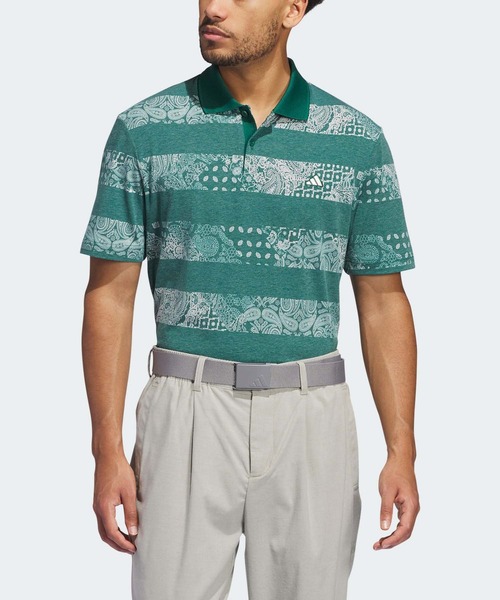新品 1piu1uguale3 golf ポロシャツ ペイズリー バンダナ 白
