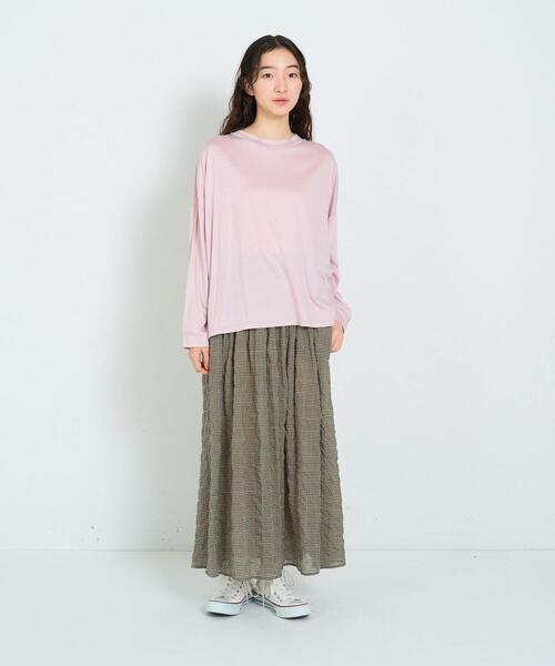 conges payes ADIEU TRISTESSE(コンジェ ペイエ アデュートリステス)の「リヨセル天竺ロンT(Tシャツ/カットソー・レディース・ピンク/ライトグレー/グリーン・FREE)」の17枚目の写真