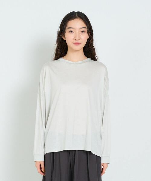 conges payes ADIEU TRISTESSE(コンジェ ペイエ アデュートリステス)の「リヨセル天竺ロンT(Tシャツ/カットソー・レディース・ピンク/ライトグレー/グリーン・FREE)」の2枚目の写真