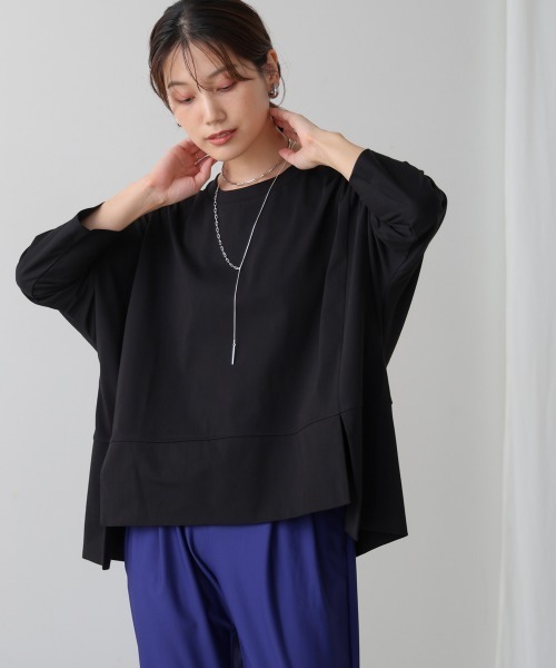 Bou Jeloud(ブージュルード)の「スムースドライカットスクエアロンTシャツ(Tシャツ/カットソー・レディース・ブラック/オフホワイト/ブラウン・FREE)」の2枚目の写真