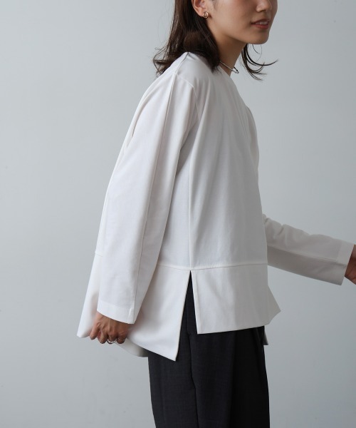 Bou Jeloud(ブージュルード)の「スムースドライカットスクエアロンTシャツ(Tシャツ/カットソー・レディース・ブラック/オフホワイト/ブラウン・FREE)」の9枚目の写真