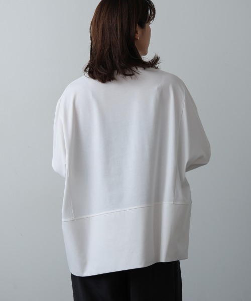 Bou Jeloud(ブージュルード)の「スムースドライカットスクエアロンTシャツ(Tシャツ/カットソー・レディース・ブラック/オフホワイト/ブラウン・FREE)」の10枚目の写真