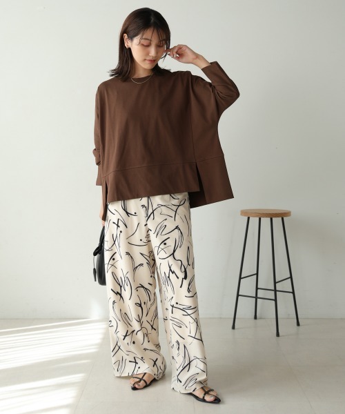 Bou Jeloud(ブージュルード)の「スムースドライカットスクエアロンTシャツ(Tシャツ/カットソー・レディース・ブラック/オフホワイト/ブラウン・FREE)」の21枚目の写真