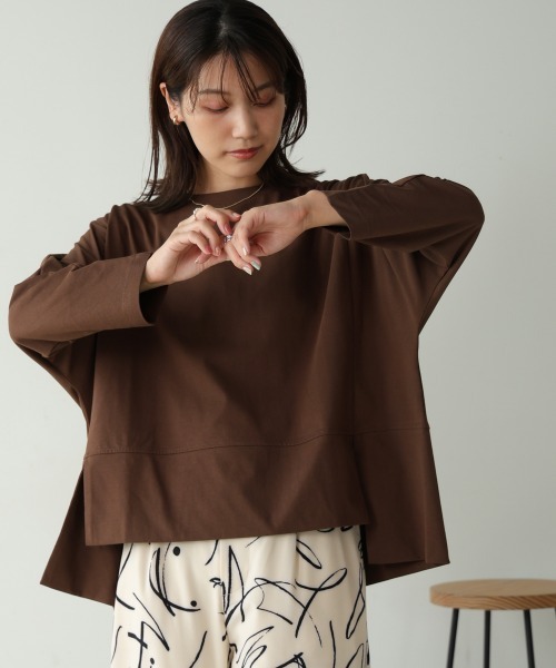 Bou Jeloud(ブージュルード)の「スムースドライカットスクエアロンTシャツ(Tシャツ/カットソー・レディース・ブラック/オフホワイト/ブラウン・FREE)」の22枚目の写真