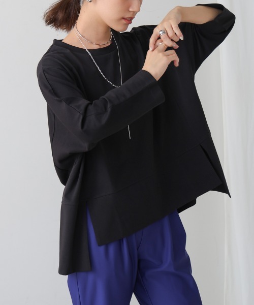 Bou Jeloud(ブージュルード)の「スムースドライカットスクエアロンTシャツ(Tシャツ/カットソー・レディース・ブラック/オフホワイト/ブラウン・FREE)」の16枚目の写真