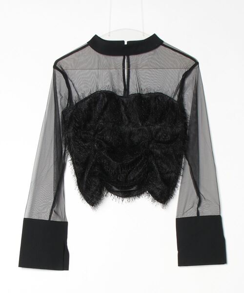 terrace（テラス）の「フェザーコルセットトップ（Tシャツ/カットソー・レディース・ブラック/グレイッシュベージュ・MEDIUM）」の3枚目の写真