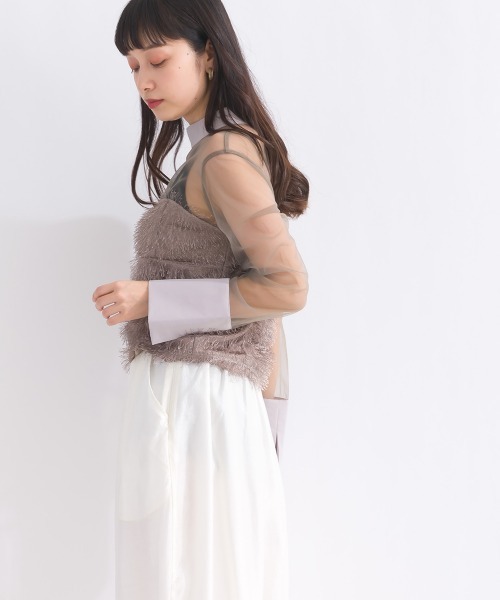 terrace（テラス）の「フェザーコルセットトップ（Tシャツ/カットソー・レディース・ブラック/グレイッシュベージュ・MEDIUM）」の12枚目の写真