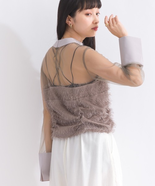 terrace（テラス）の「フェザーコルセットトップ（Tシャツ/カットソー・レディース・ブラック/グレイッシュベージュ・MEDIUM）」の13枚目の写真