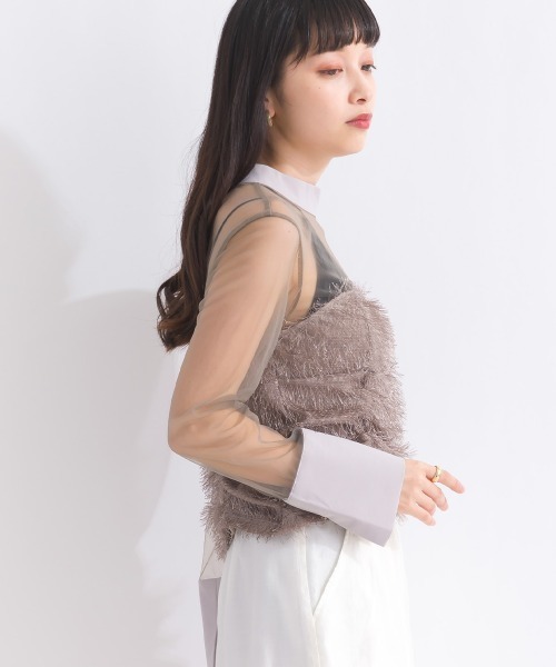 terrace（テラス）の「フェザーコルセットトップ（Tシャツ/カットソー・レディース・ブラック/グレイッシュベージュ・MEDIUM）」の14枚目の写真