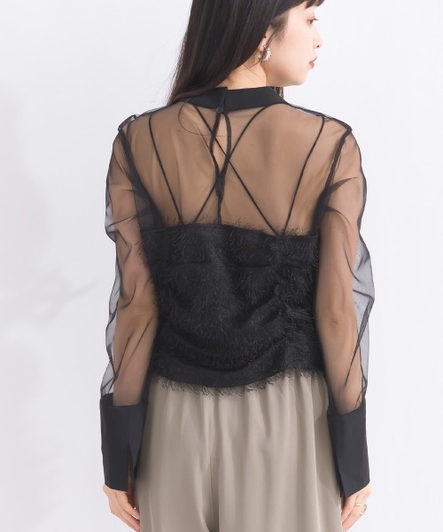 terrace（テラス）の「フェザーコルセットトップ（Tシャツ/カットソー・レディース・ブラック/グレイッシュベージュ・MEDIUM）」の8枚目の写真