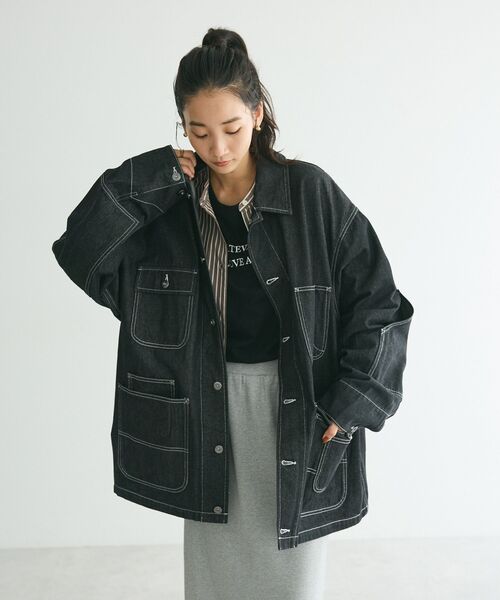 CRAFT STANDARD BOUTIQUE（クラフトスタンダードブティック）の「デニムアドヴァンスジャケットII（デニムジャケット・レディース・ブラック/ダークインディゴブルー・M/L/XL）」の11枚目の写真