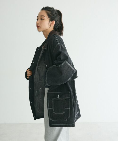 CRAFT STANDARD BOUTIQUE（クラフトスタンダードブティック）の「デニムアドヴァンスジャケットII（デニムジャケット・レディース・ブラック/ダークインディゴブルー・M/L/XL）」の12枚目の写真