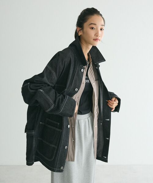 CRAFT STANDARD BOUTIQUE（クラフトスタンダードブティック）の「デニムアドヴァンスジャケットII（デニムジャケット・レディース・ブラック/ダークインディゴブルー・M/L/XL）」の15枚目の写真
