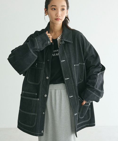 CRAFT STANDARD BOUTIQUE（クラフトスタンダードブティック）の「デニムアドヴァンスジャケットII（デニムジャケット・レディース・ブラック/ダークインディゴブルー・M/L/XL）」の2枚目の写真