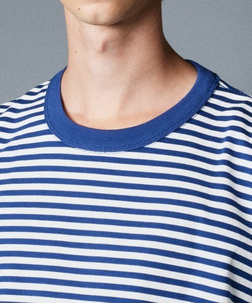 rehacer(レアセル)の「rehacer : Heavy Cotton Border Loose S/S / ヘビーコットンボーダールーズカットソー(Tシャツ/カットソー・メンズ・ブラック/ネイビー・MEDIUM/LARGE/X-LARGE)」の9枚目の写真
