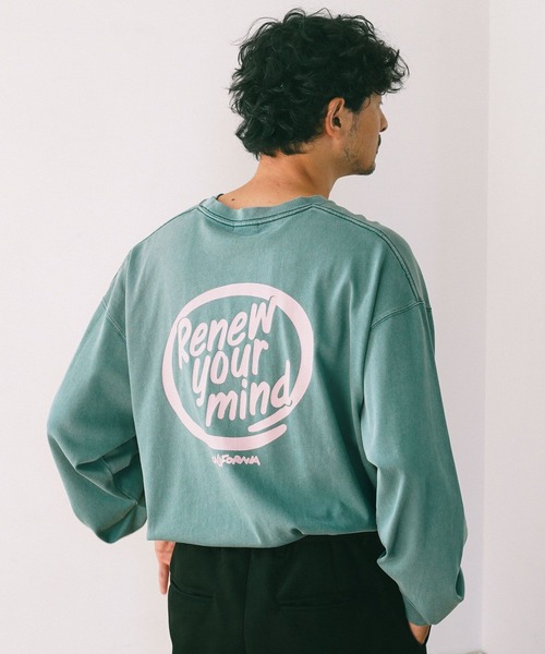 BAYFLOW(ベイフロー)の「SNOWバックプリント長袖Tシャツ(Tシャツ/カットソー・メンズ・ピンク/グリーン/チャコール/オフホワイト/ダークグレー・MEDIUM/LARGE)」の4枚目の写真