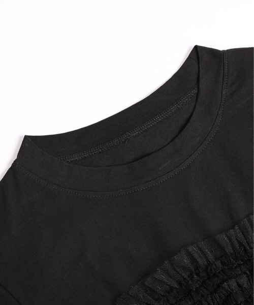 SUGAR BISKET(シュガービスケット)の「ドットチュールドッキングトップス(Tシャツ/カットソー・レディース・ブラック/ホワイト・フリー)」の3枚目の写真