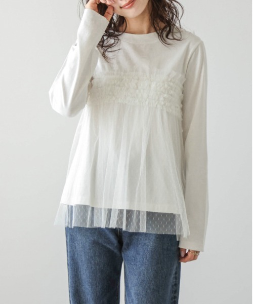 SUGAR BISKET(シュガービスケット)の「ドットチュールドッキングトップス(Tシャツ/カットソー・レディース・ブラック/ホワイト・フリー)」の12枚目の写真