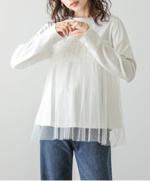 SUGAR BISKET(シュガービスケット)の「ドットチュールドッキングトップス(Tシャツ/カットソー・レディース・ブラック/ホワイト・フリー)」の13枚目の写真
