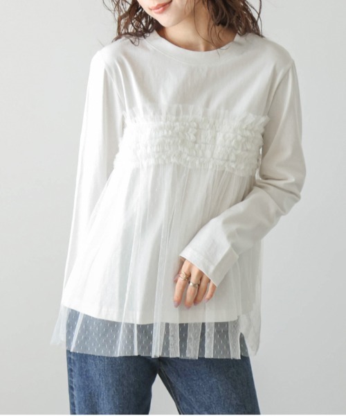 SUGAR BISKET(シュガービスケット)の「ドットチュールドッキングトップス(Tシャツ/カットソー・レディース・ブラック/ホワイト・フリー)」の14枚目の写真