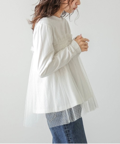 SUGAR BISKET(シュガービスケット)の「ドットチュールドッキングトップス(Tシャツ/カットソー・レディース・ブラック/ホワイト・フリー)」の15枚目の写真