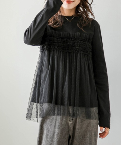 SUGAR BISKET(シュガービスケット)の「ドットチュールドッキングトップス(Tシャツ/カットソー・レディース・ブラック/ホワイト・フリー)」の19枚目の写真