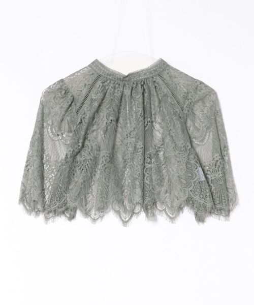 12Twelve Agenda（トゥエルブ　アジェンダ）の「【組み合わせ自由】【結婚式】プチハイネックスカラレース半袖ボレロブラウス（カーディガン/ボレロ・レディース・ブラウン/ネイビー/ミント・M）」の6枚目の写真