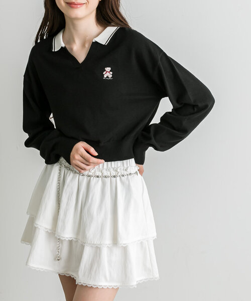 OLIVE des OLIVE（オリーブデオリーブ）の「チェーンベルト付きティアードミニスカート（スカート・レディース・ブラウン/チャコールグレー/オフホワイト・FREE）」の12枚目の写真