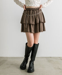 OLIVE des OLIVE | チェーンベルト付きティアードミニスカート(スカート)