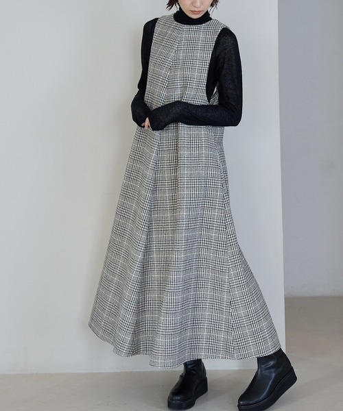 【セール】チェックツイード2wayジャンパースカート（ワンピース）｜meilmada（メイルマダ）