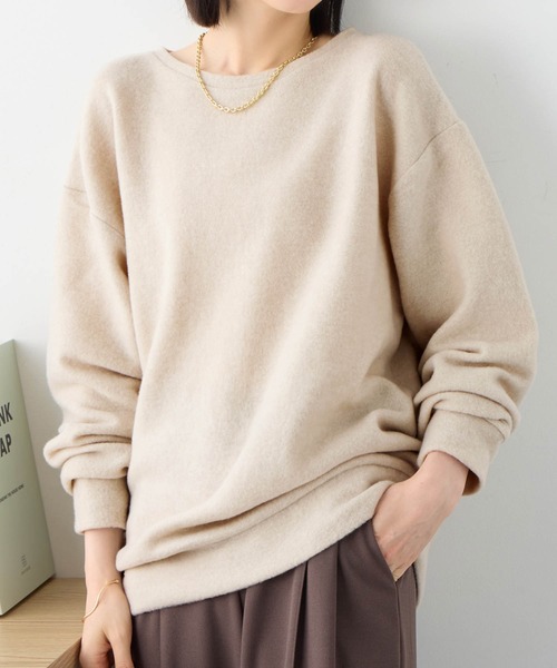 Viola e Viola（ヴィオラエヴィオラ）の「柔らかニットソーシンプルトップス（Tシャツ/カットソー・レディース・ターコイズブルー/カーキ/プラム/チャコール/ネイビー/ナチュラル/ボルドー・M/L/3L/5L/LL/4L）」の3枚目の写真