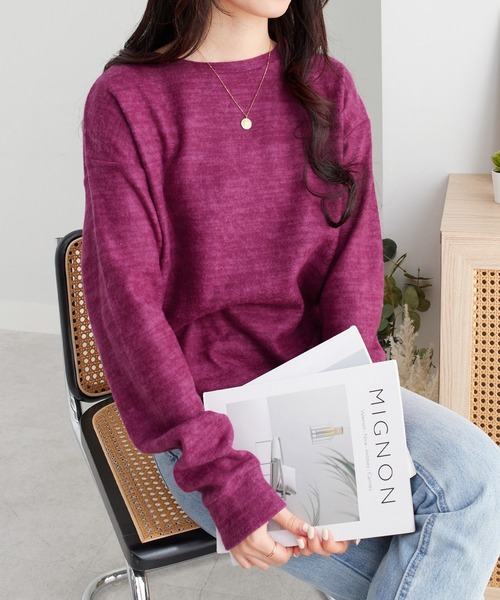 Viola e Viola（ヴィオラエヴィオラ）の「柔らかニットソーシンプルトップス（Tシャツ/カットソー・レディース・ターコイズブルー/カーキ/プラム/チャコール/ネイビー/ナチュラル/ボルドー・M/L/3L/5L/LL/4L）」の6枚目の写真