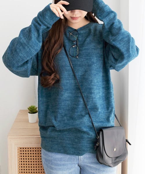 Viola e Viola（ヴィオラエヴィオラ）の「柔らかニットソーシンプルトップス（Tシャツ/カットソー・レディース・ターコイズブルー/カーキ/プラム/チャコール/ネイビー/ナチュラル/ボルドー・M/L/3L/5L/LL/4L）」の5枚目の写真
