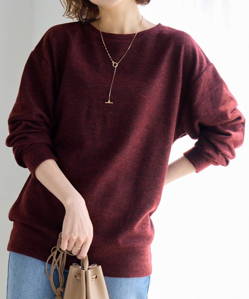 Viola e Viola（ヴィオラエヴィオラ）の「柔らかニットソーシンプルトップス（Tシャツ/カットソー・レディース・ターコイズブルー/カーキ/プラム/チャコール/ネイビー/ナチュラル/ボルドー・M/L/3L/5L/LL/4L）」の7枚目の写真