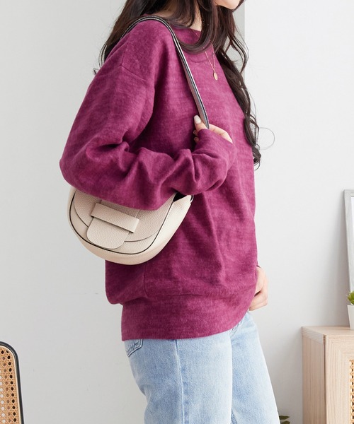 Viola e Viola（ヴィオラエヴィオラ）の「柔らかニットソーシンプルトップス（Tシャツ/カットソー・レディース・ターコイズブルー/カーキ/プラム/チャコール/ネイビー/ナチュラル/ボルドー・M/L/3L/5L/LL/4L）」の11枚目の写真