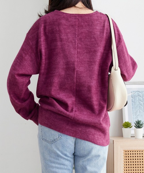 Viola e Viola（ヴィオラエヴィオラ）の「柔らかニットソーシンプルトップス（Tシャツ/カットソー・レディース・ターコイズブルー/カーキ/プラム/チャコール/ネイビー/ナチュラル/ボルドー・M/L/3L/5L/LL/4L）」の12枚目の写真