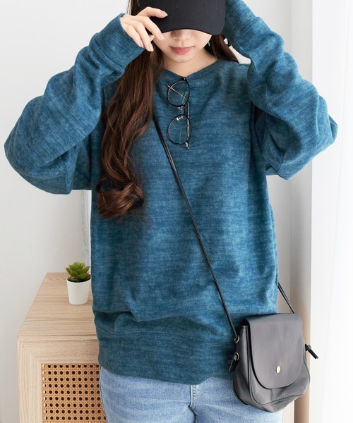 Viola e Viola（ヴィオラエヴィオラ）の「柔らかニットソーシンプルトップス（Tシャツ/カットソー・レディース・ターコイズブルー/カーキ/プラム/チャコール/ネイビー/ナチュラル/ボルドー・M/L/3L/5L/LL/4L）」の14枚目の写真