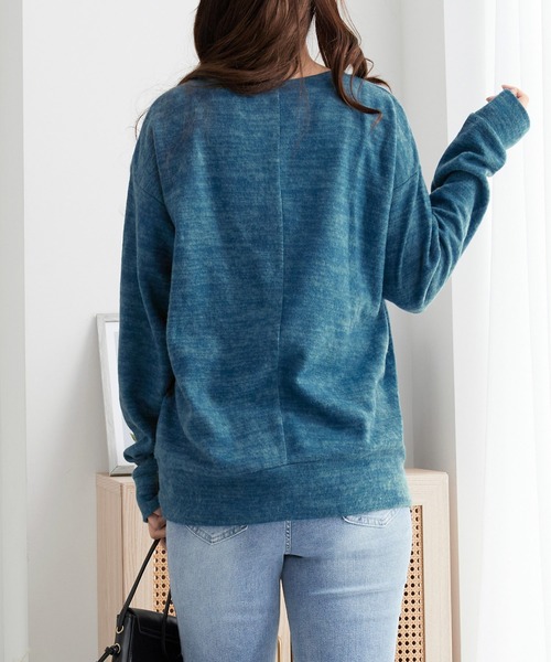 Viola e Viola（ヴィオラエヴィオラ）の「柔らかニットソーシンプルトップス（Tシャツ/カットソー・レディース・ターコイズブルー/カーキ/プラム/チャコール/ネイビー/ナチュラル/ボルドー・M/L/3L/5L/LL/4L）」の16枚目の写真