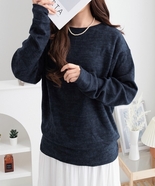 Viola e Viola（ヴィオラエヴィオラ）の「柔らかニットソーシンプルトップス（Tシャツ/カットソー・レディース・ターコイズブルー/カーキ/プラム/チャコール/ネイビー/ナチュラル/ボルドー・M/L/3L/5L/LL/4L）」の22枚目の写真