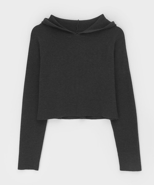 BLACKUP（ブラックアップ）の「[MADE] キンシュクロップラグランパーカーニット（パーカー・レディース・ブラック/チャコール/ベージュ・ONESIZE）」の22枚目の写真